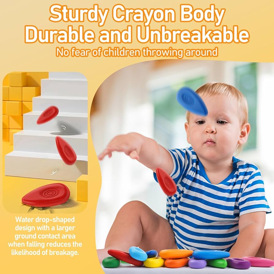 Water-Drop Shape Jumbo Crayons with Easy-Grip Perfect for Toddlers Hands