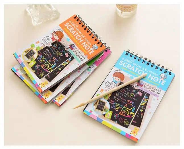 Fun Magic Drawing Book Toy DIY Scratch Notebook Black Cardboard Children Learning Toys Scratch Art Painting Doodle New