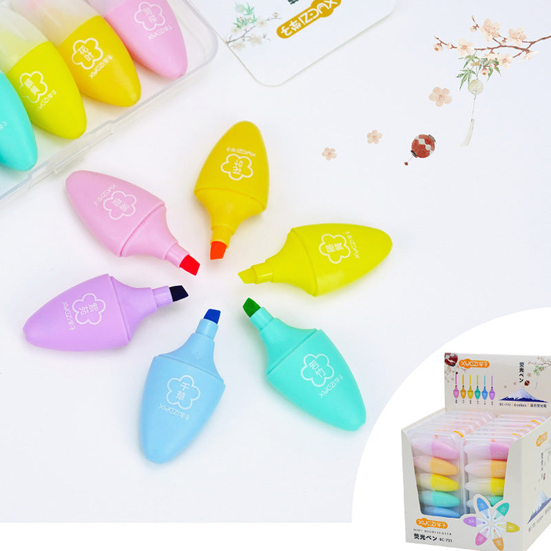 Mini Graffiti Eye Shaped Highlighter 6 Pcs