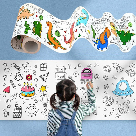 Children's Drawing Roll DIY Coloring Paper Roll Color Filling Paper Graffiti Scroll Paper-cut Kids Painting Toy Educational Toys 7ft