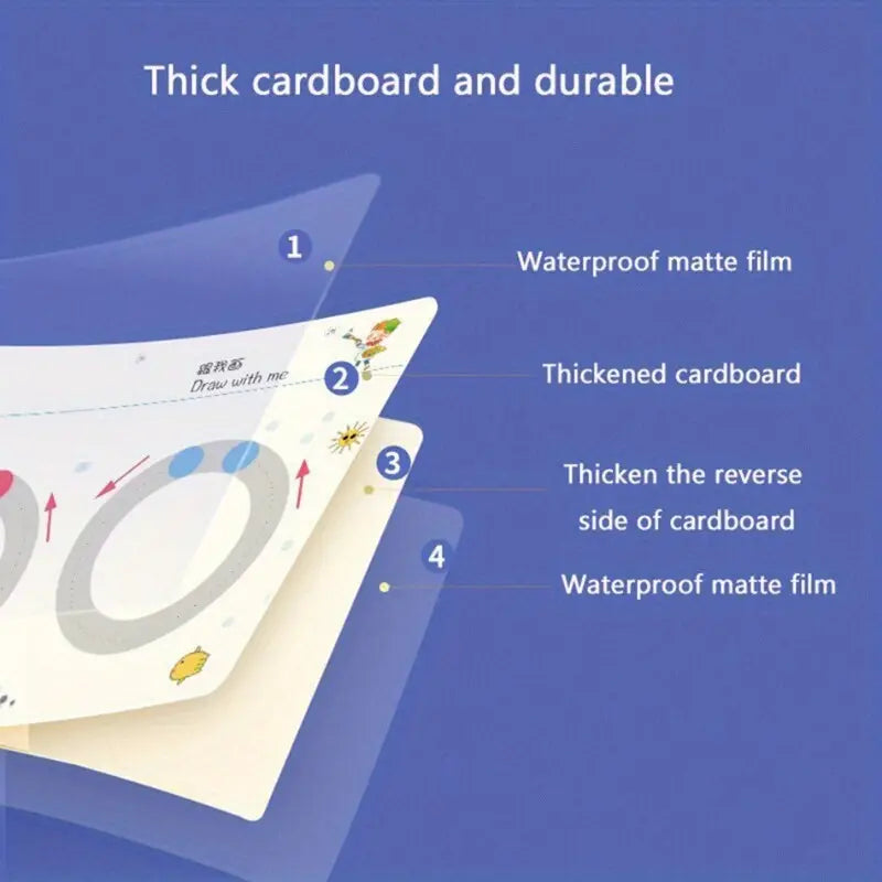 Reusable Magic Tracking Exercise Book Magic Exercise Book Control Training Exercise Book (36 Cards Dual Sided)