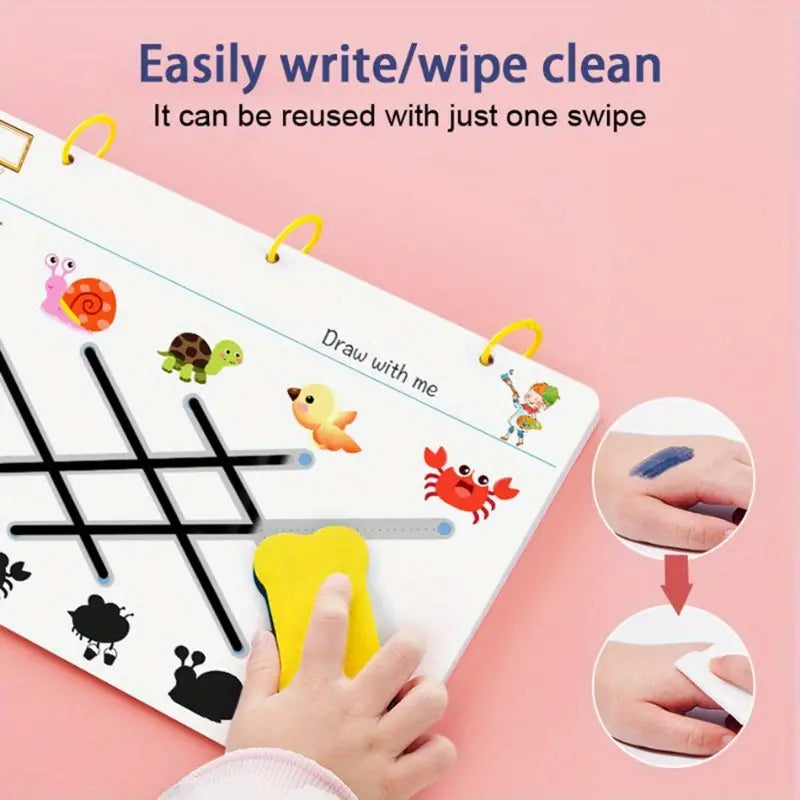 Reusable Magic Tracking Exercise Book Magic Exercise Book Control Training Exercise Book (36 Cards Dual Sided)